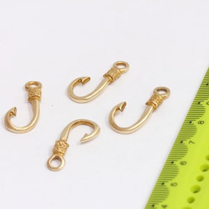 12x28mm Raw Brass Fish Hook, Fishing Hook Clasp, Fish Hook Charms, Fishing Pendant, Men&#39;s Necklace, Men&#39;s Jewelry, Charms,   MBGSOM46