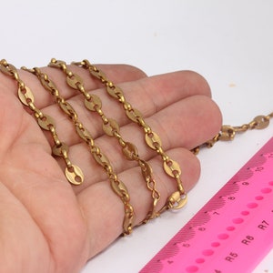 5,5x7mm Raw Brass Bar Chain, Soldered Chains, Button Bar Brass Chains, Oval Coin Chain, Bulk Lot Chain, Raw Brass Findings, MBGBXB156-1