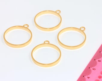 25mm 24k Shiny Gold Frame Pendant, Open Back Bezel Settings, MBGAG97