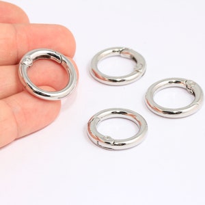 24mm Rhodium Plated Round Clasps, Strong Spring Clasp, Silver Spring Clasps, Bracelet Closure Clasps, Silver Plated Findings, MBGBXB227-6