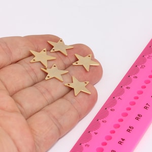 16mm 24k Shiny Gold Star Charms, Two Hole Charms, Star Connector, Star Bracelet,  Gold Plated Findings,   MBGBRT800