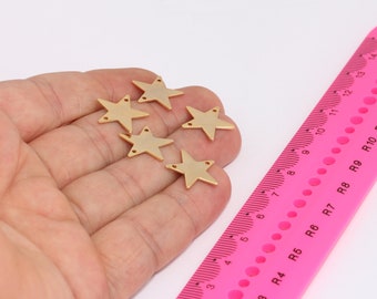 16mm 24k Shiny Gold Star Charms, Two Hole Charms, Star Connector, Star Bracelet,  Gold Plated Findings,   MBGBRT800