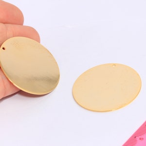 40mm 24k Shiny Gold Round Charms, Round Disc, Stapming Blanks, Personalized Disc, Large Gold Medallion, Gold Plated Findings, MBGBRT496