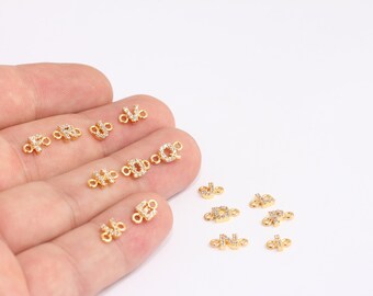 5x9mm Shiny Gold Plated  Letter, Letter Charms, White Stone, Cz Letter, Zircon Letters, Gold Letter Charms, Personalized Necklace, MBGXP544