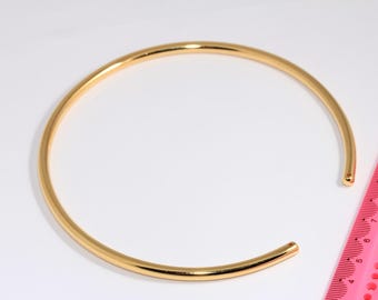5mm 24k Shiny Gold Choker, Wire Choker Necklace, Adjustable Choker Settings, Dainty Neck Cuff, Necklace, Gold Plated Findings, MBGBXB225-7