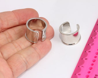 Rodiumpläterad ringinfattning, Bredd 15 mm, Kanalringinfattningar, Statementring, Breda ringar, Ringbas, Försilvrade detaljer, MBGMTE263