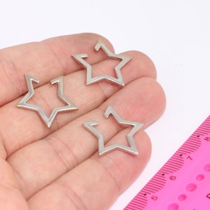 23mm Rhodium Plated Star Hoop Ear Cuff, Dainty Ear Cuff, Star Ear Cuff, Silver Ear Cuff,Silver Plated Earrings,   MBGMLS513