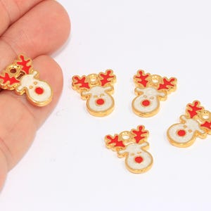 14x17mm 24k Shiny Gold Charms,  Enamel Reindeer Bracelet Charm, Cute Reindeer Beads, Christmas Charms, Gold Plated Findings, MBGSLM819