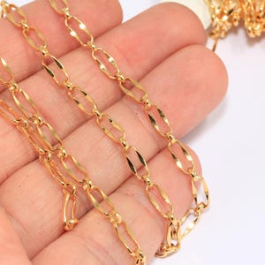 4x9mm 24k Shiny Gold Link Chain, Gold Bar Chain, Oval Link Chain, Gold Cable Chain, Bulk Lot Chain, Gold Plated Findings, MBGBXB245-6