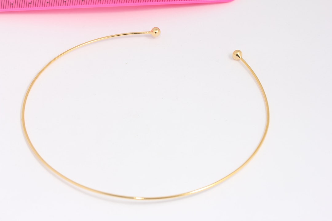 24k Shiny Gold Plated Choker, Wire Choker Necklace