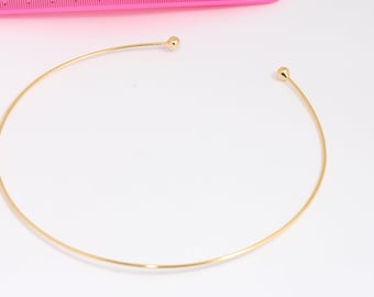 24k Shiny Gold Plated Choker, Wire Choker Necklace, Adjustable Choker Necklace, Gold Plated Findings, MBGCHK5