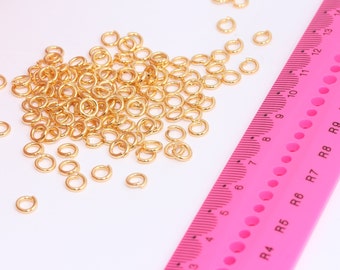 Anelli di salto d'oro lucido 6mm 24k, connettore d'oro, anelli di salto aperti, anelli di salto d'oro all'ingrosso, forniture per la creazione di gioielli, risultati placcati in oro, MBGDOM7