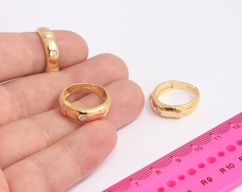 17-18mm 24k Shiny Gold Micro Pave Rings, Dainty Rings, CZ Stacking Rings, White Stone Tiny Elegant Rings, Gold Plated Rings, MBGMLS746