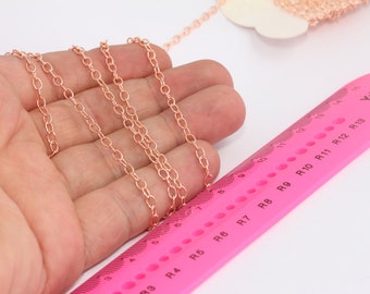 3x4mm Rose Gold Rolo Chains, Soldered Chains, Necklace Extender Chain, Rose Gold Plated Findings, MBGBXB56