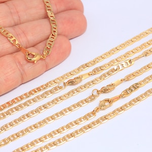 17&#39;&#39; 24K Shiny Gold Bar Necklace, Finished Chains, Ready Made Necklace, Gold Link Bar Chain Necklace, Gold Plated Necklaces, MBGCHK518-2