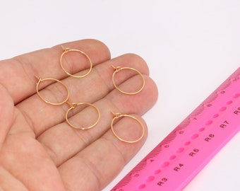 Shiny Gold Earring Hoops, Hoop Ear Wire, Hoop Earrings, Earring Settings, Large Hoop Earrings, Gold Plated Earrings  MBGEAR1