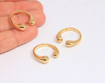 Anello a sfera placcato oro lucido 24k da 16-17 mm, anello minimalista aperto in oro, MBGXP523