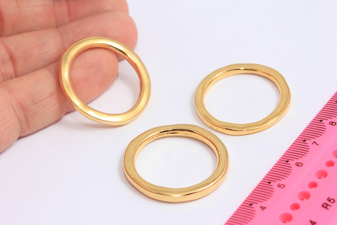 32mm 24k Shiny Gold Closed Rings, Round Connector Charms, Gold Round ...