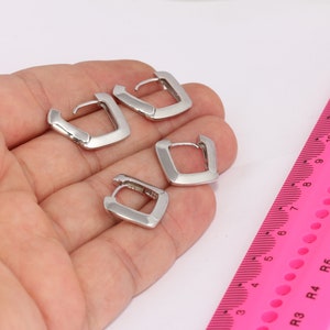 16mm Rhodium Plated Square Earrings,  Gold Square Shaped Earrings, Earring Clasps, Gold Plated Earrings, MBGXP353