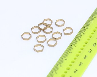 10x10mm Raw Brass Hexagon Connectors, Honeycomb Charm, Hexagon Beads, Raw Brass Charm, Hexagon Charms, Jewelry Findings, MBGAE48