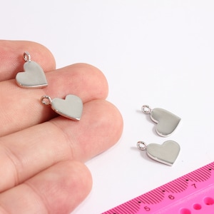 13mm Rhodium Plated Heart Charms, Love Necklace, Heart Medallion, Mini Heart, Necklace Heart Pendant, Rhodium Plated Findings, MBGHRN65-3