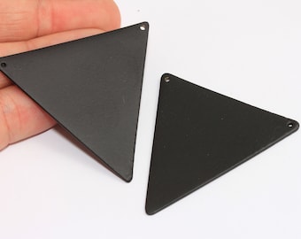 46x48mm Black Plated Triangle Charms, Large Triangle Pendant, Geometric Charms, Triangle Charms, Chevron, Black Plated Findings, MBGETS54