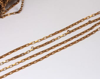 2mm Raw Brass Flat Oval Chains, Rolo Cable Chains, Rolo Necklace Chain, Bulk Lot Chain, Tiny Box Chain, Raw Brass Findings, MBGBXB100-5