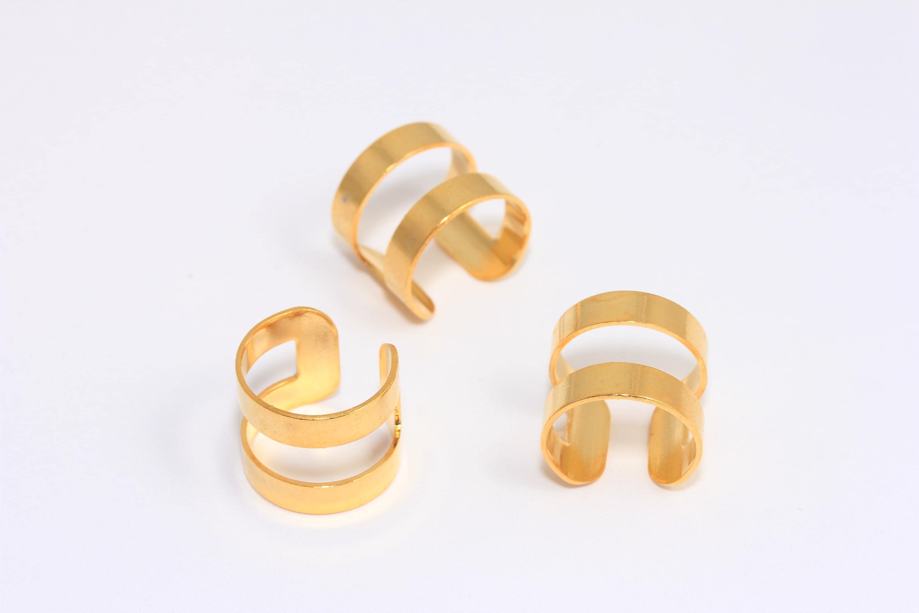 16-17mm 24k Shiny Gold Ring Setting, Flat Band Ring, Wide Ring 
