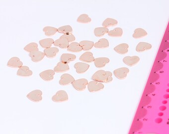 9x10mm Rose Gold Plated Heart Charms, Heart Pendant, Stamping Blank Heart, Gold Plated Findings, Gold Plated Charms, MBGROSE164
