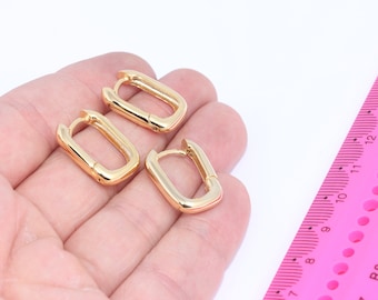 Pendientes ovalados de 15x20 mm chapados en oro brillante, óvalo dorado, MBGMLS179