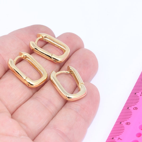 Shiny Gold Plated 15x20mm Oval Earrings, Gold Oval, MBGMLS179