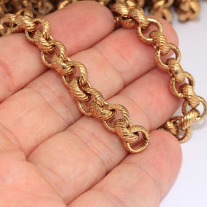 8,5mm Raw Brass Rolo Chain, Soldered Chain, Bulk Lot Chain, Ring Link Chain, Textured Rolo Chain, Raw Brass Findings, MBGBXB465-2