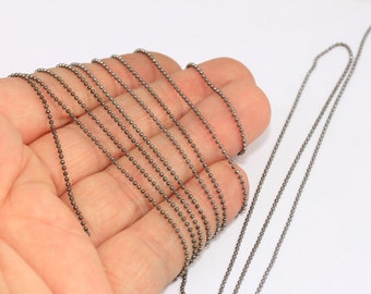 1,2mm Gunmetal Plated Ball Chain, Faceted Ball Chain, Gunmetal Lace Chain, Tiny Gunmetal Chain, Gunmetal Plated Findings, MBGBXB77-1