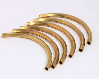 5x5x95mm Raw Brass Cuff Tubes, Bracelet Bangle, Tube Necklace, Long Curved Tubes, Square Tubes, Raw Brass Findings, MBGCHK513