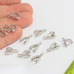 8x12mm Rhodium Pinch Bails, Pendant Bails, Charm Pinch Bails, Pendant Connector, Pendant Holder, Bail, Silver Plated Findings, MBGMTE429