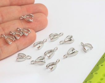 8x12mm Rhodium Pinch Bails, Pendant Bails, Charm Pinch Bails, Pendant Connector, Pendant Holder, Bail, Silver Plated Findings, MBGMTE429
