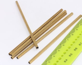 3 tubos cuadrados de latón crudo de 100 mm, cuentas de tubo cuadradas, cuentas de tubo, tubos de latón crudo MBGTBR72