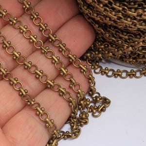 4,6mm Raw Brass Rolo Chain, Soldered Chain, Bulk Lot Chain, Brass Rolo Necklace, Brass Round Link Chain, Raw Brass Chains, MBGBXB133-7