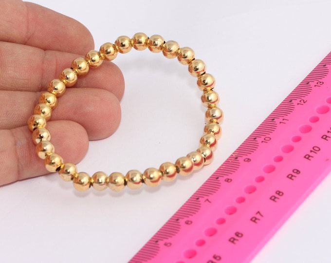 Gold Ball Bead Stretch Bracelet Stacking Bead Bracelet, Boho Bracelet