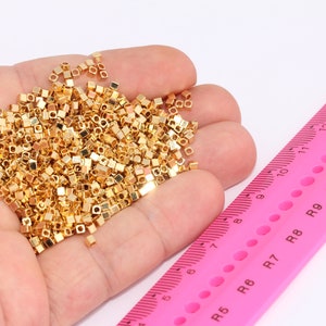 2mm 24k Shiny Gold Cube Beads, Spacer Beads, Bracelet Beads, Square Beads, Mini Cube Beads, Beads, Gold Plated Findings, MBGBRT65