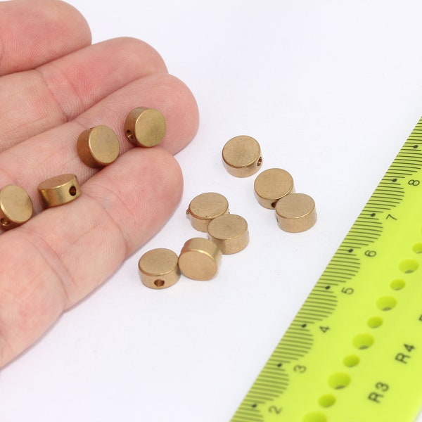 8mm Raw Brass Spacer Beads , Tiny spacer beads, tube beads, tubes, beads, Solid beads MBGKA72