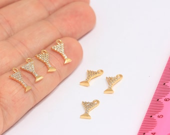 7x11mm 24k Shiny Gold Charms, Micro Pave Martini Glass, CZ Martini Glass,  Martini Glass, Gold Bracelet Beads, Micro Pave Charms, MBGMTE109