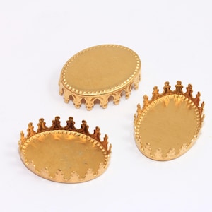 Engastes de cabujón de latón en bruto, tamaño interior 18 x 24 mm, engastes de borde de corona, engastes de bisel redondo, dijes de latón en bruto, accesorios de latón en bruto, MBGMTE1115