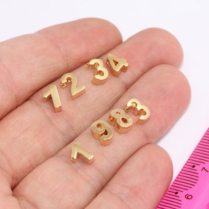 6x7mm 24k Shiny Gold Numbers, Number Charms, Number Beads, Birthday Charms, Initial Charms, Gold Plated Beads, Gold Plated Charms,  MBGHRF17