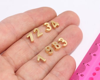 6x7mm 24k Shiny Gold Numbers, Number Charms, Number Beads, Birthday Charms, Initial Charms, Gold Plated Beads, Gold Plated Charms,  MBGHRF17