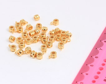 5mm 24 Shiny Gold Pinch Bails, Pendant Bails, Gold Tube Pendant Holder, Mini Wheel Beads, Gold Plated Findings, MBGMTE1393