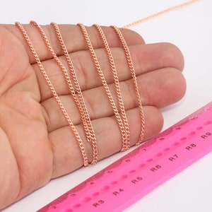 2mm Rose Gold Curb Chain, Soldered Chains, Faceted Curb Chains, Tiny Curb Chain, Bulk Lot Chain, Rose Gold Plated Findings, MBGBXB258