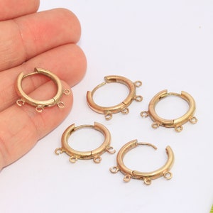 18mm Raw Brass Hoop Earrings, Circle Earrings, Earrings With 4 Loops, Charm Earrings, Raw Brass Earring Settings, MBGCHK77-8