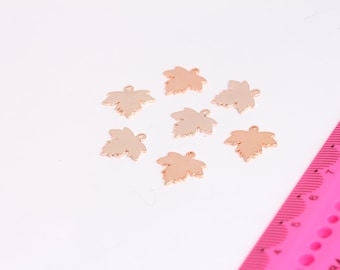 13x14mm Rose Gold Plated Maple Leaf Charm, Maple Leaf,  MBGROSE623