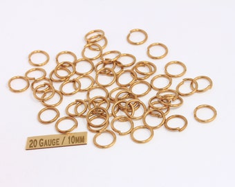 10mm 20 Gauge Raw Brass Jump Rings, Brass Connector, Open Jump Rings, Strong Jump Rings, Bulk Jump Rings, Jewelry Making Supplies, MBGHLS14